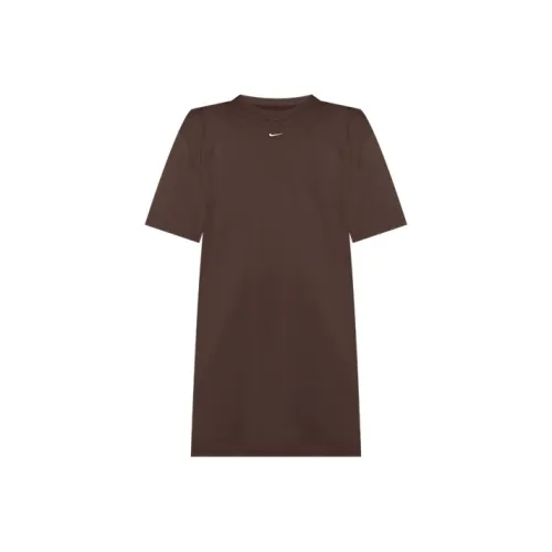 Nike Sportswear Essential Short-Sleeved Dresses Women's Baroque Brown/Sailcloth