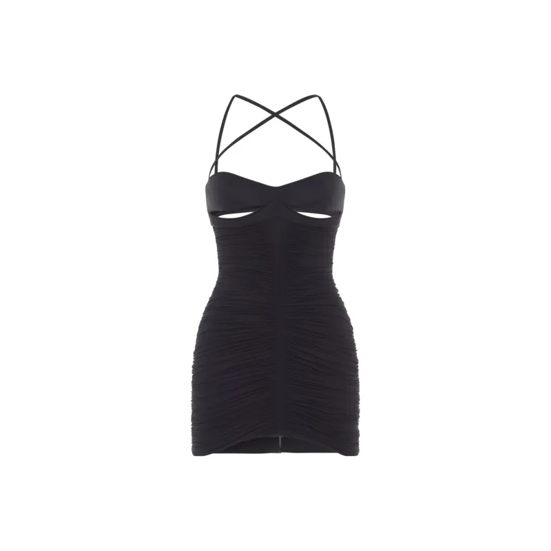 Mugler Cut out Detail Ruched Minidress-0