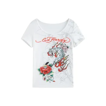 Ed Hardy SS25 T Shirt Women's Light Smoke Gray