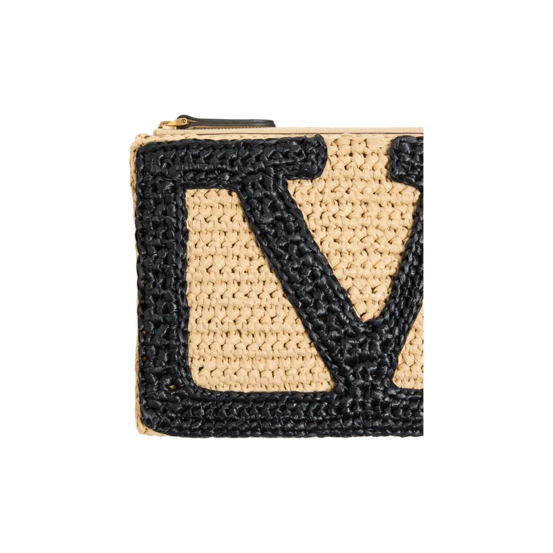Valentino GARAVANI Synthetic Raffia Straw Bag Clutch Women's Natural-5