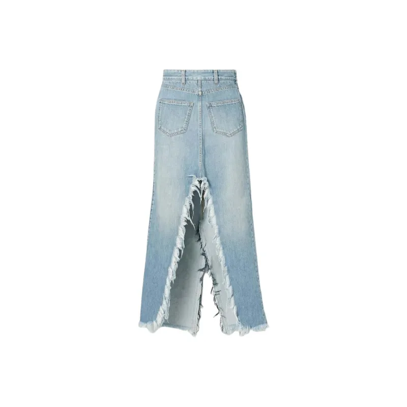 GIVENCHY FW20 Denim Long Skirts Women's Light Blue-0