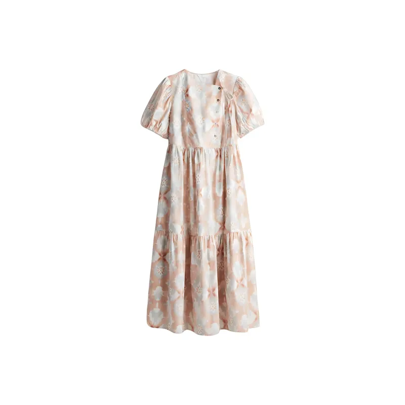 H&M Short-Sleeved Dresses Women's Soft Pink/Pattern-0