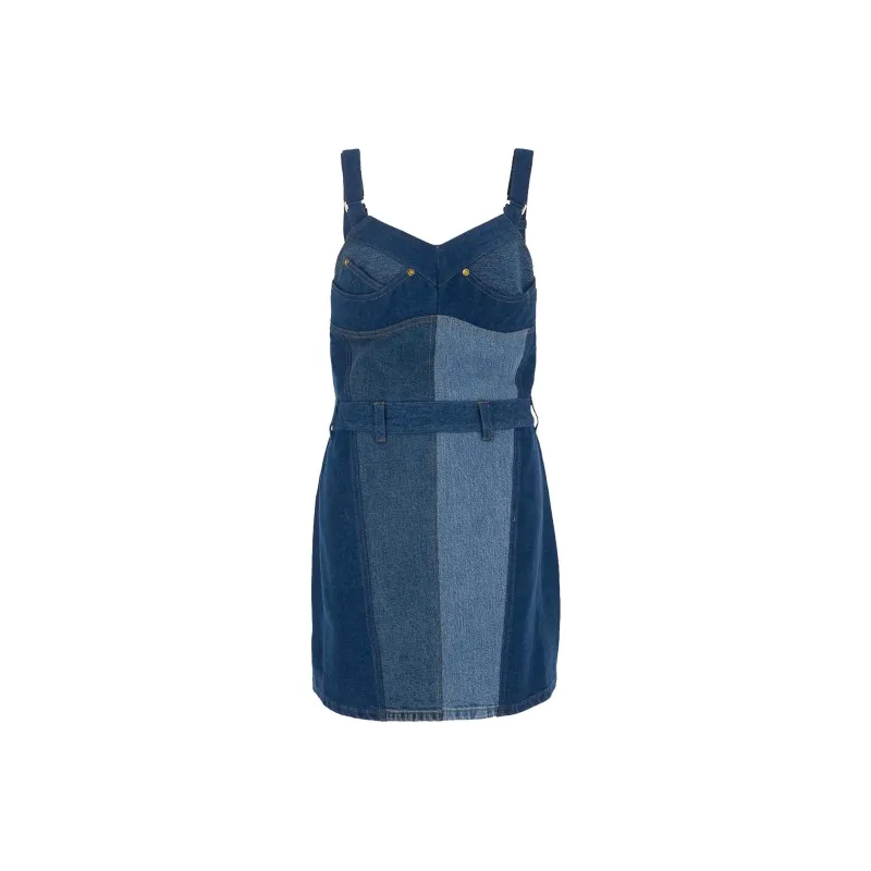 Marine Serre Panelled Denim Mini Dress-0