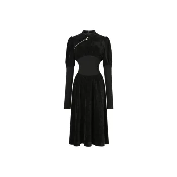 1JINN STUDIO A-Line Skirt Mid-Length Dress Night Black