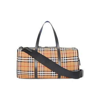 Burberry Vintage Leather Travel Bag Medium Size Men's Yellow/Orange