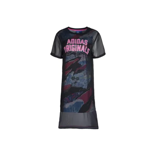 Adidas Originals Clover Series Short Sleeved Dresses Women's Black