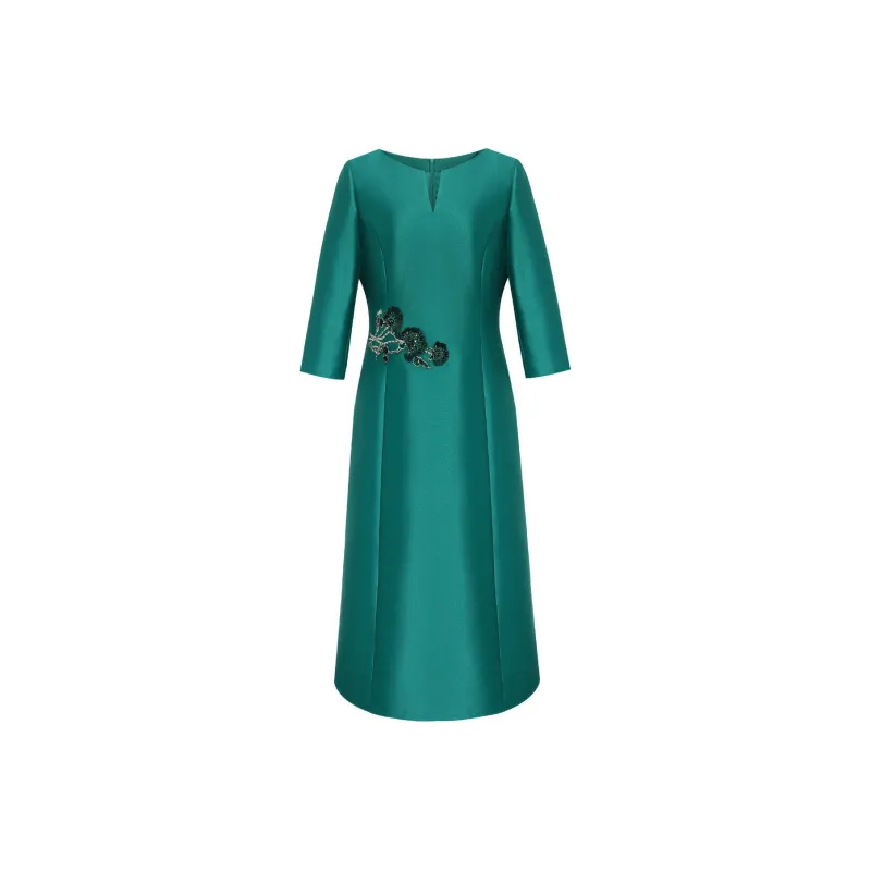 BBLLUUEE Long Sleeved Dress Women's Turquoise Green-0