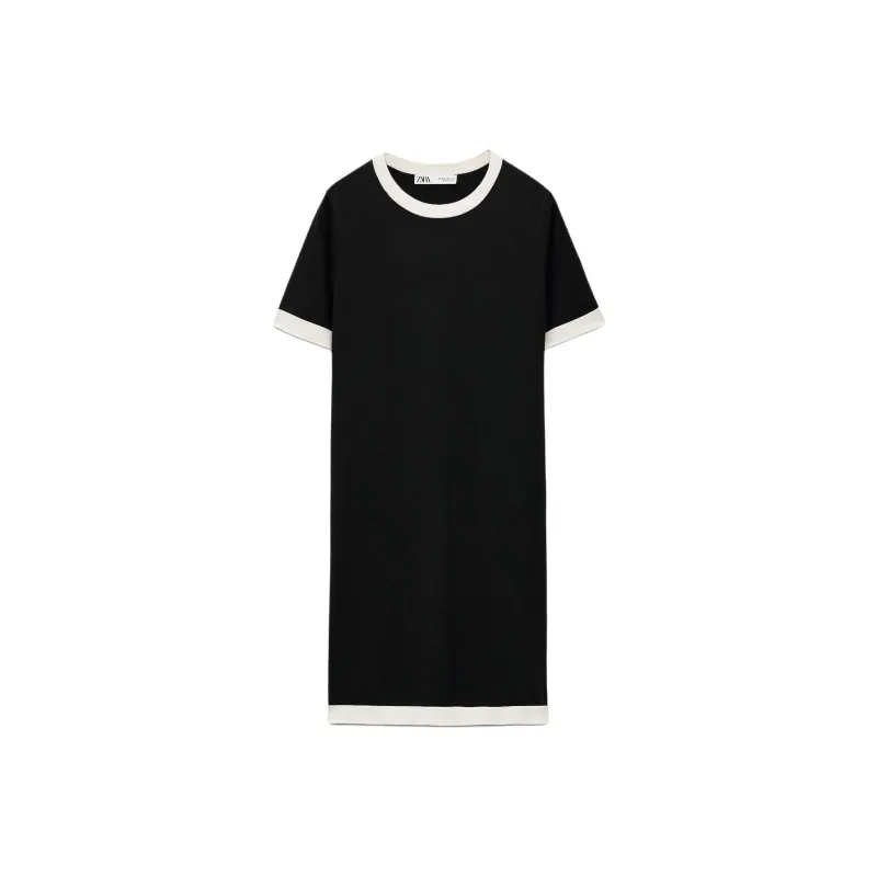 ZARA Short Sleeved Dresses Women's Sea Blue/Nude-0