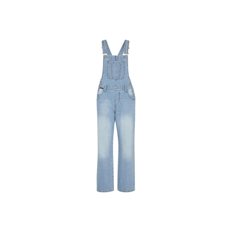 PHILIPP PLEIN Logo patch Denim Dungarees-0