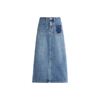 Concubine Zhu Denim Long Skirt Women's Vintage Blue