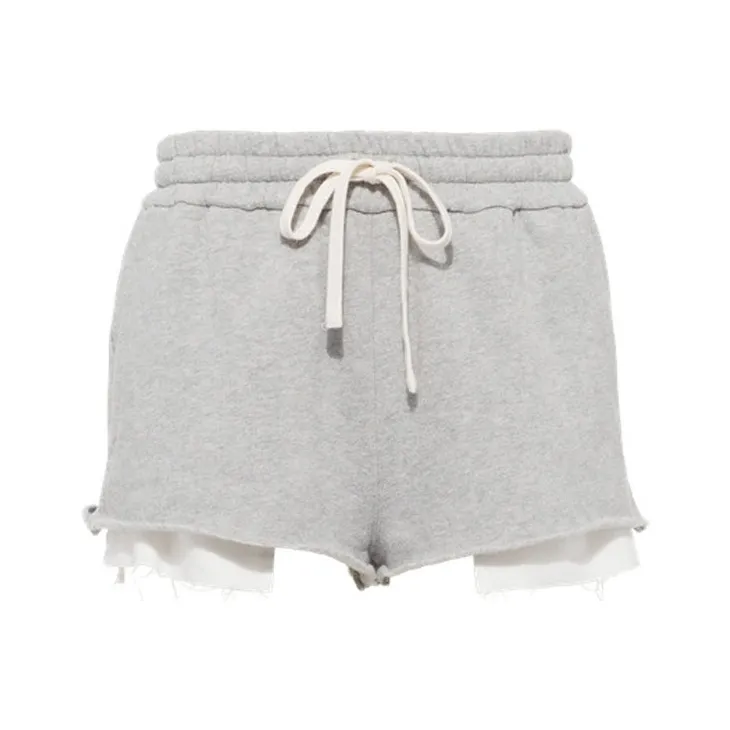 MIU MIU Layered detail Cotton Shorts-0