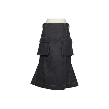 Sacai Pocket Detailed Flared Denim Skirt