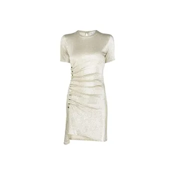 Paco Rabanne Side Buttoned Asymmetric Mini Dress