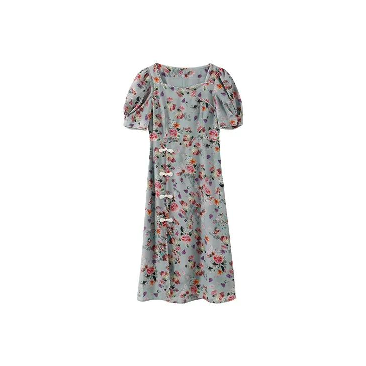 YUMOMO STAR Short Sleeved Dresses Women's Gray With Print-0