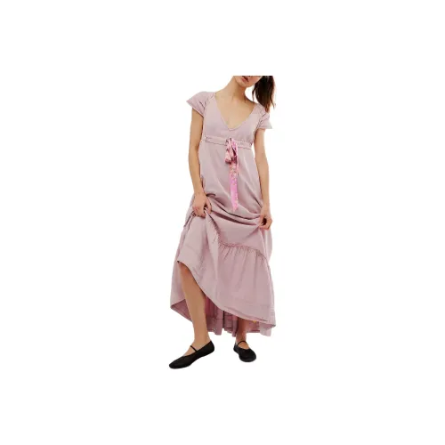 FREE PEOPLE Roucha Maxi Dress Short-Sleeved Dresses Women's Pale Mauve/Light Purple