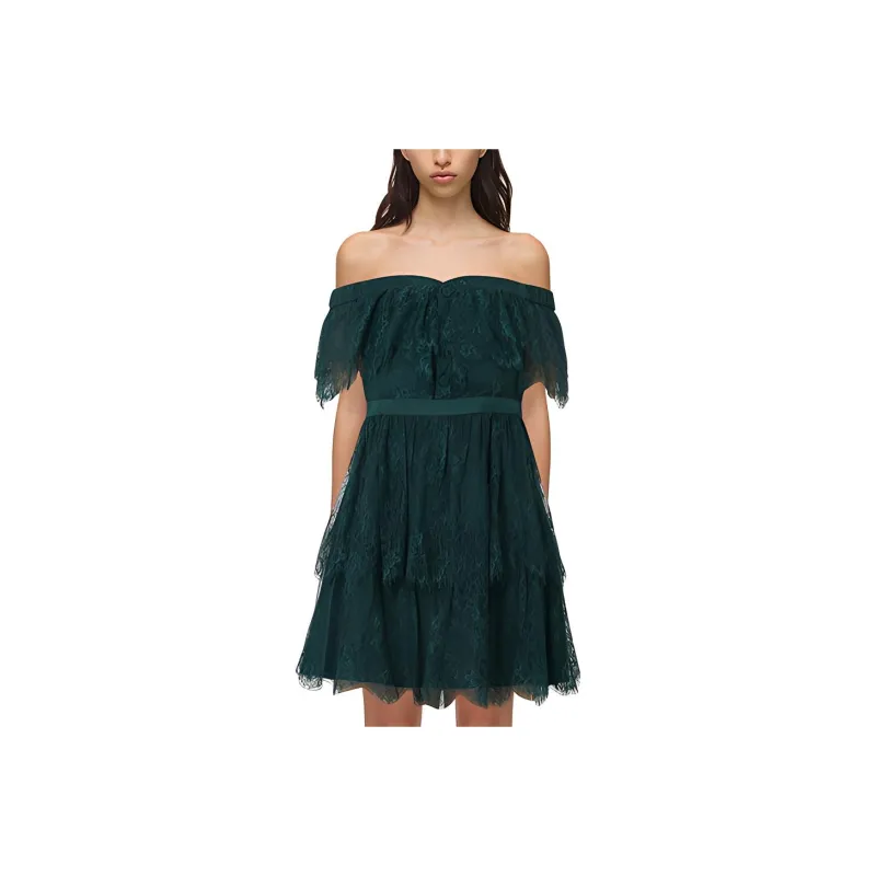 Self portrait Short Sleeved Dresses Women's Dark Green-0
