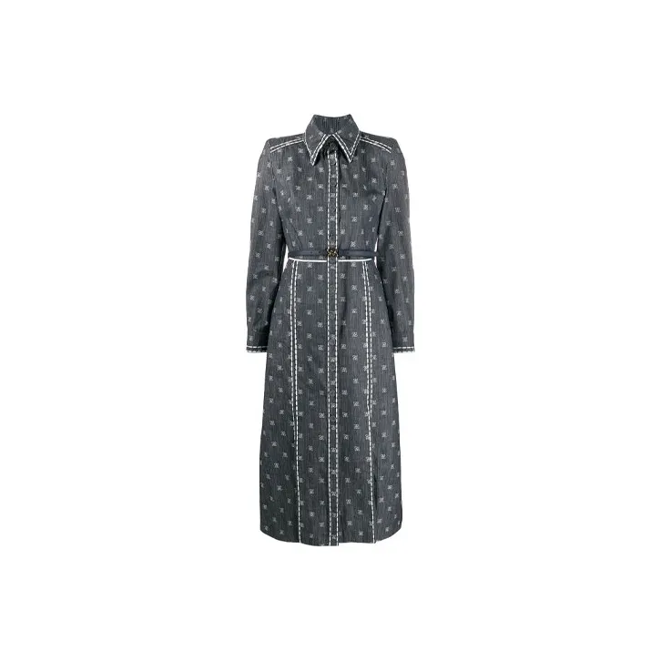FENDI Long Sleeved Dresses Women's Dark Blue-0