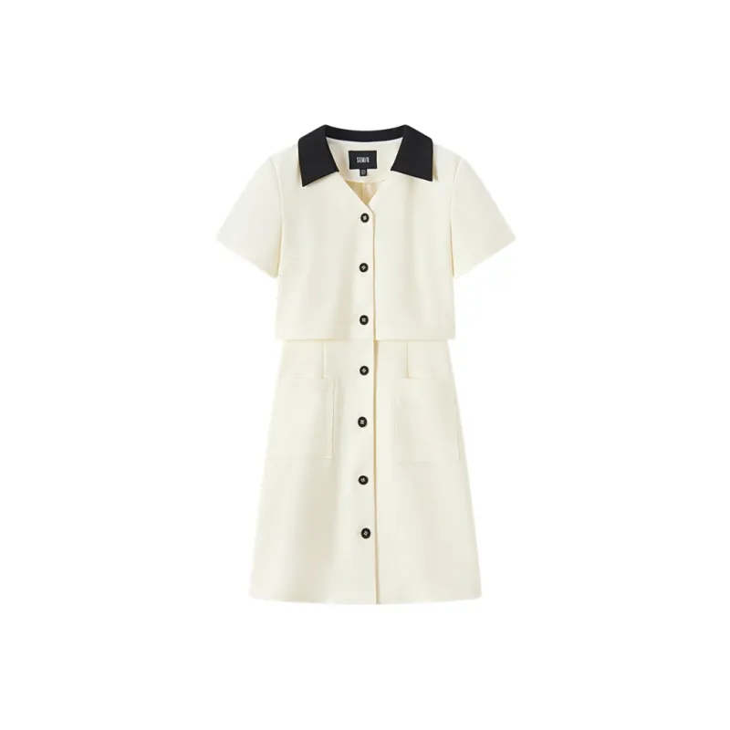 SEM/R Short Sleeved Dresses Women's White Tone-0