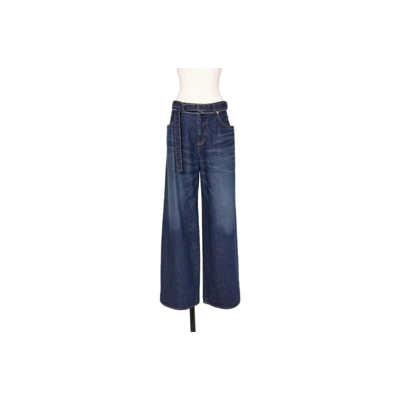 Sacai Wide Denim Pants 'Blue'-0