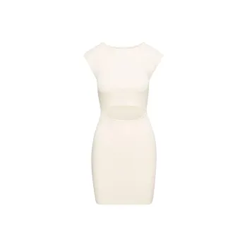 ARITZIA Wilfred Free Cut-Out Knit Mini Dress Short-Sleeved Dresses Women's Heather Birch/Heather Birch