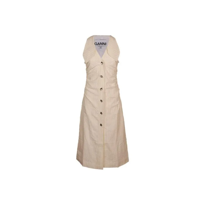 GANNI Striped Sleeveless Dress-0