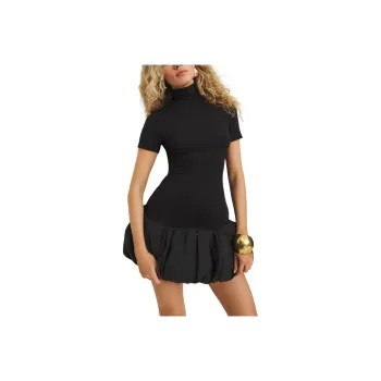 REFORMATION Dana Knit Dress Short-Sleeved Dresses Women's Black