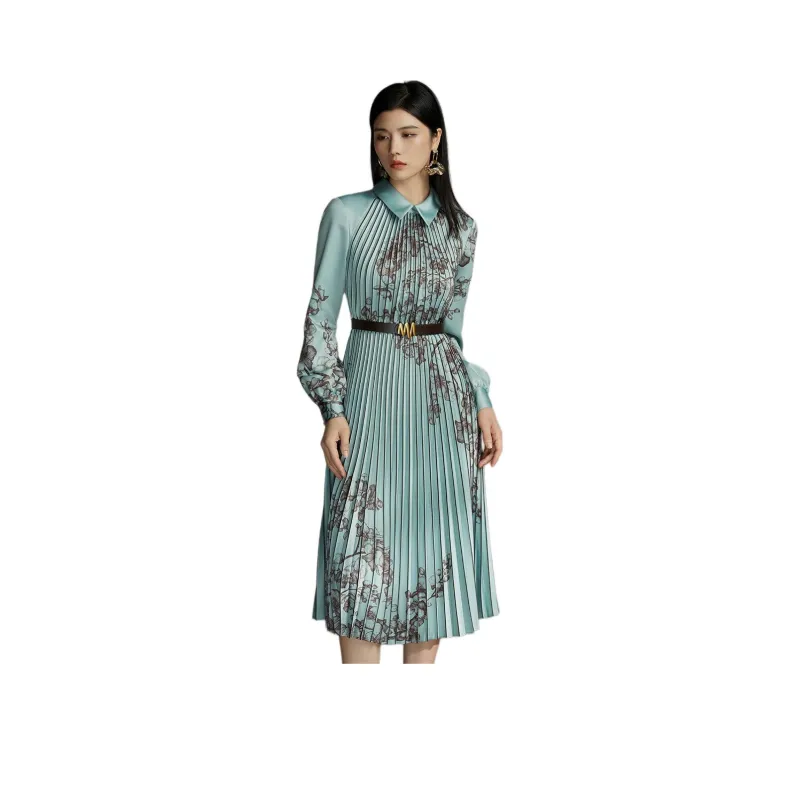 BBLLUUEE Long Sleeved Dress Women's Light Aqua Green-0