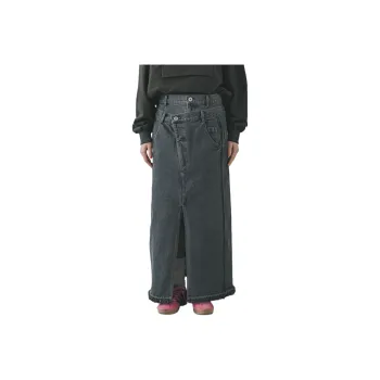 PUBLIC TOKYO Denim Long Skirt Women's Black