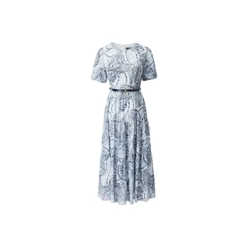 Yan Domain Short-Sleeved Dresses Women's Blue Flower