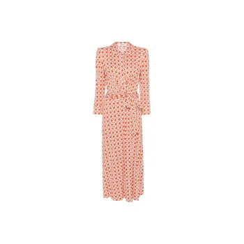 DVF Diane Von Furstenberg SS24 Long Sleeved Dress Women's Pumpkin Orange