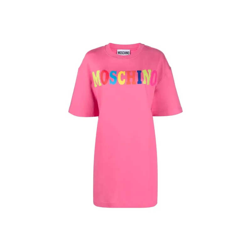 MOSCHINO Logo Printed Crewneck T Shirt Dress-0