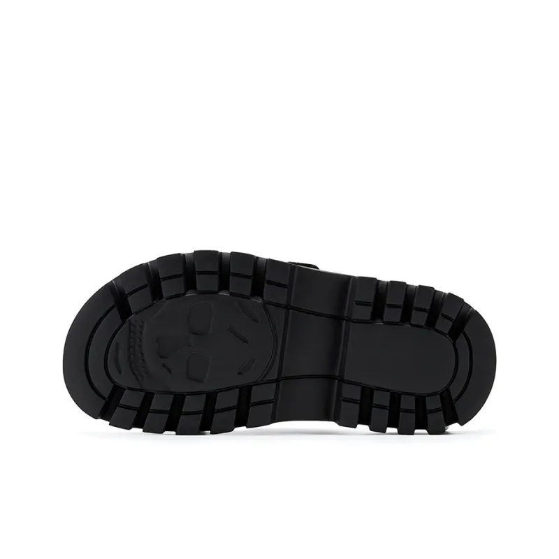 GG CC Slip Resistant Abrasion Resistant Outerwear Platform Slide Slippers Women's Black-4