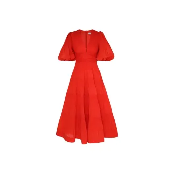 Zimmermann Plissé Flared Midi Dress
