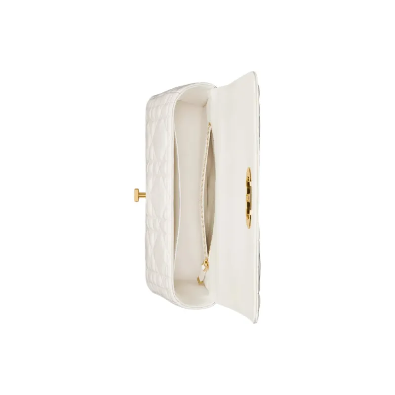 DIOR Caro Sheepskin Crossbody Bag, Shoulder Bag Medium Size Women's Milk White-4