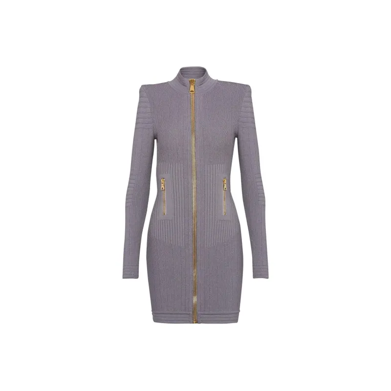 BALMAIN Long-Sleeved Dresses Women's Gray-0