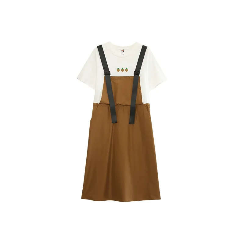 MUGUOGUOMU Short Sleeved Dresses Women's Coffee-0
