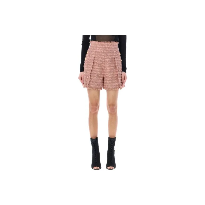 BALMAIN Buttoned Tweed Shorts-0