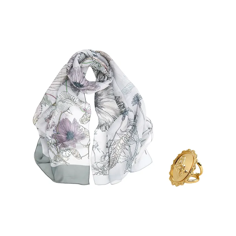 MARJAKURKI Silk Long Scarf Women's-13