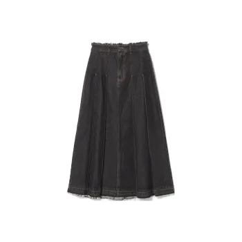 Beams Denim Long Skirt Women's Black