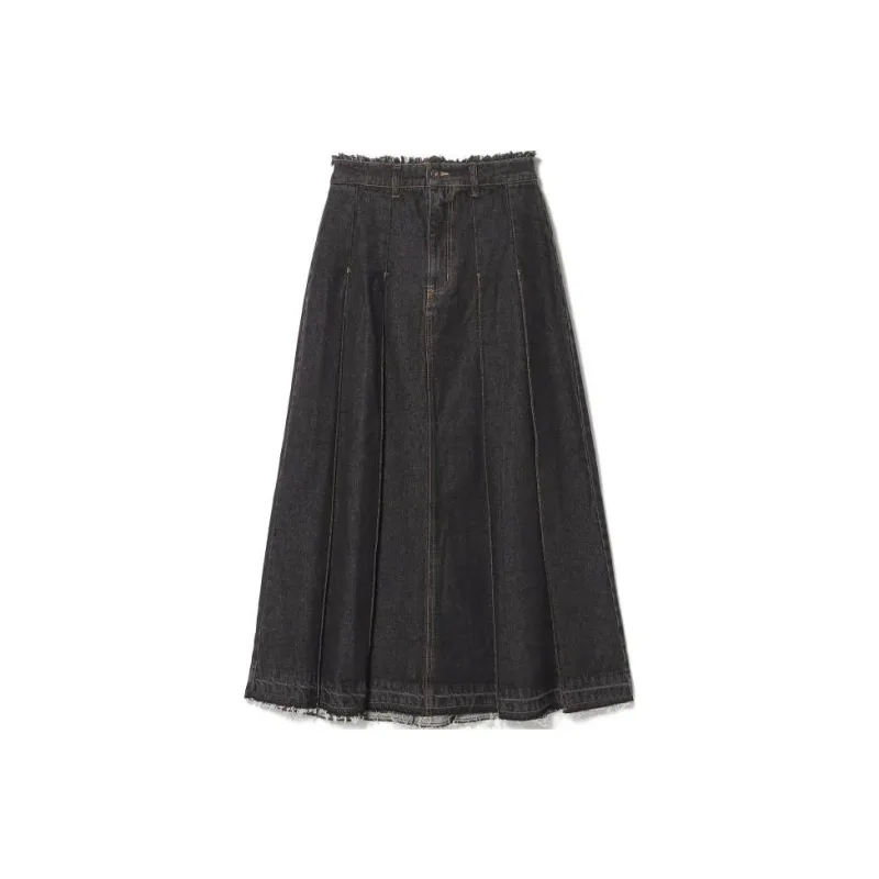 Beams Denim Long Skirt Women's Black-0