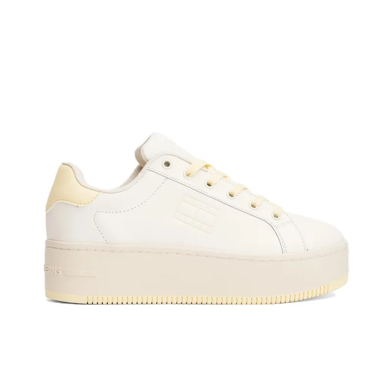 Tommy Hilfiger Trainers Low Top Skateboard Shoes Women's Beige Yellow-1