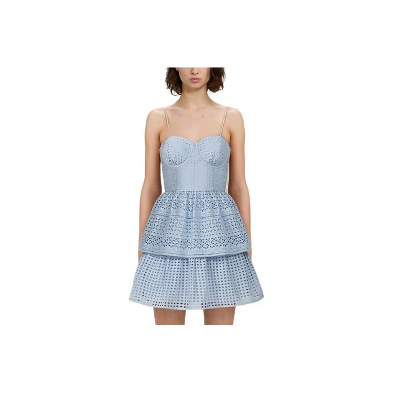Self portrait FW22 Slip Dress Women's Misty Blue-0