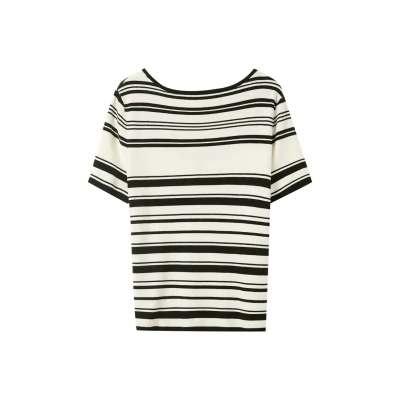 3COLOUR Knitwear Women's Black Rice Stripes-1