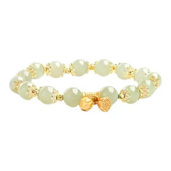 WUMZK Bracelets Pale Greenish White Jade Unisex