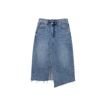 SOON FLOWER Denim Long Skirts Spring And Summer Women's Blue