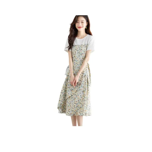 SLLSKY Short-Sleeved Dresses Women's Peridot Green