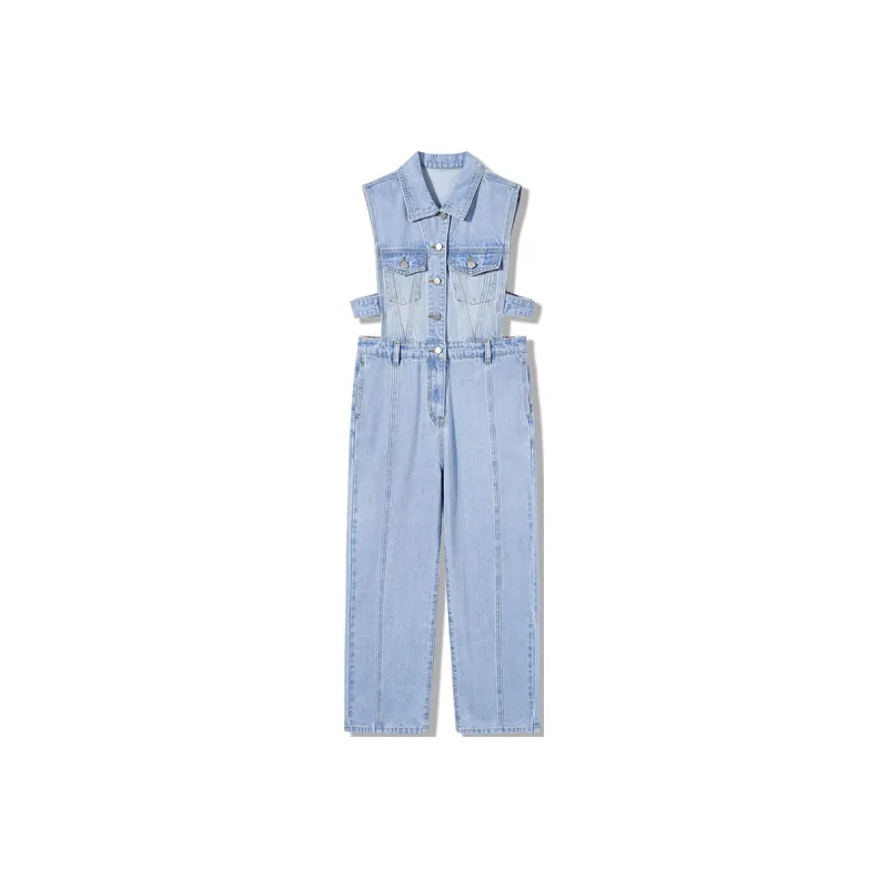 SEENFAAN Jumpsuits Women's Light Denim Blue-0