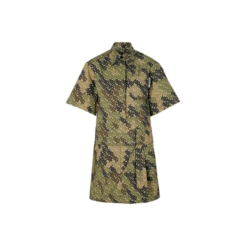 Burberry Short-Sleeved Dresses Women's Army Green-0