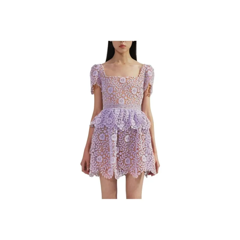 Self portrait Short Sleeved Dresses Women's Lilac-0