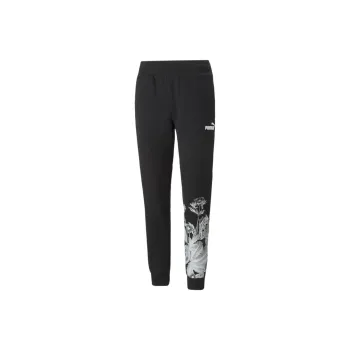 PUMA Essentials Essentials+ FROZEN FLOWER Graphic Sweatpants Knitted Sports Pants Women's Black